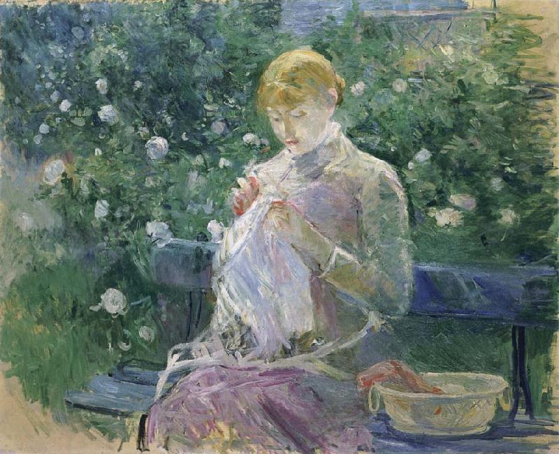 Berthe Morisot Pasie Sewing in the Garden at Bougival